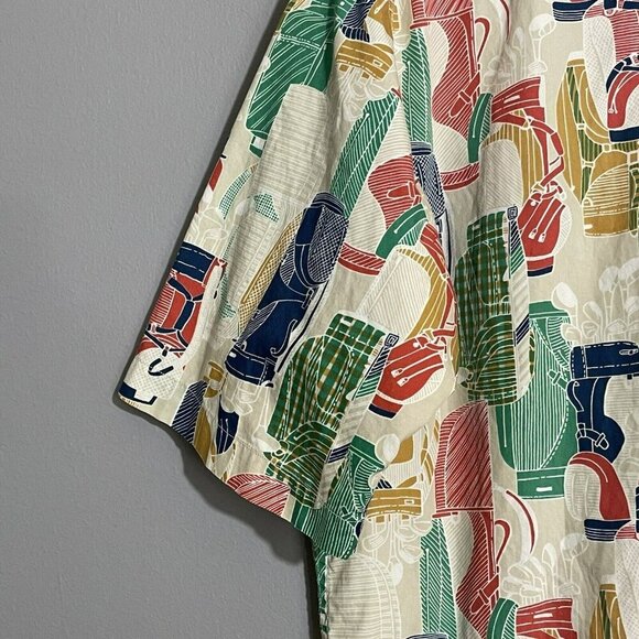 Creek Wood USA Button Shirt Golf Club Men Size M Golfer Retro Pattern Colorful - Picture 11 of 12